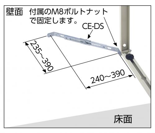 壁面に対し直角に取り付けする場合